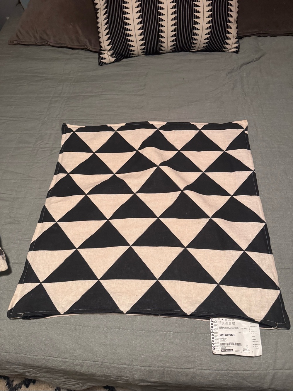 IKEA Johanna pillow sham Black and Cream Geometric Throw Pillow Cover